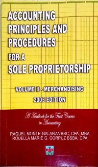 Accounting Principles and Procedures For A Sole Proprietorship