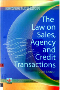 The Law on Sales, Agency and Credit Transactions