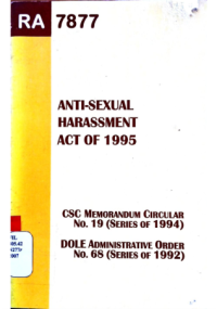 Image of Republic Act No. 7877 Anti-Sexual Harassment Act of 1995